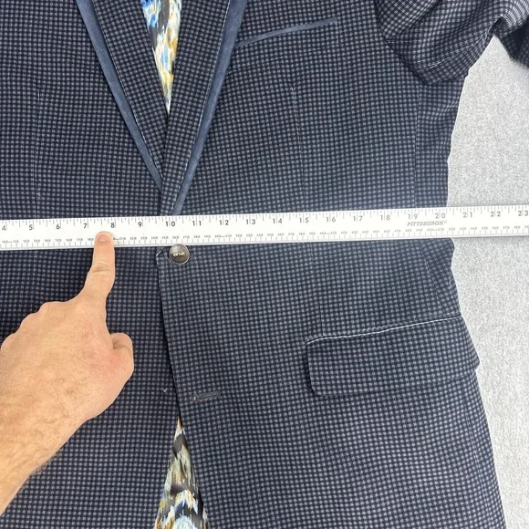 Robert Graham Blazer Mens 42R Blue Check Velvet Sports Coat Suit Jacket READ - Picture 6 of 12